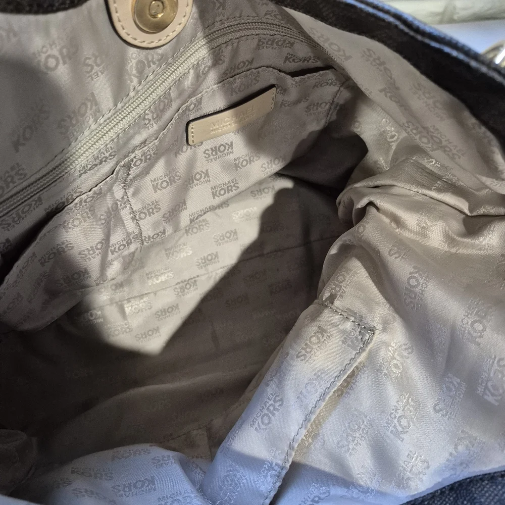 Michael Kors Lilly‎ Tote Bag Purse Brown Signature Chain Strap